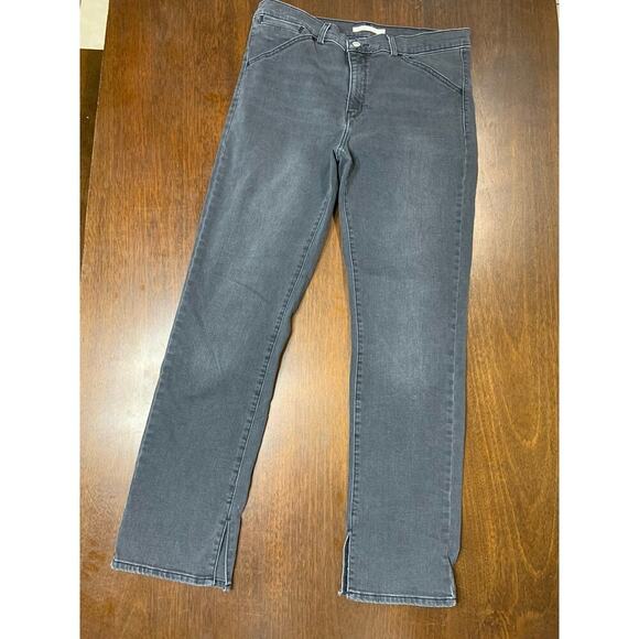 Levis 314 Shaping Straight Jeans Women 32 Grunge Academia Twee Preppy Fall Slit - Picture 1 of 10